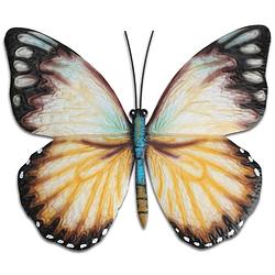 Foto van Tuin wanddecoratie vlinder - metaal - wit - 31 x 23 cm - tuinbeelden