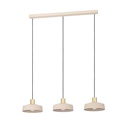 Foto van Eglo valdiola hanglamp - e27 - 93 cm - beige/goud - staal