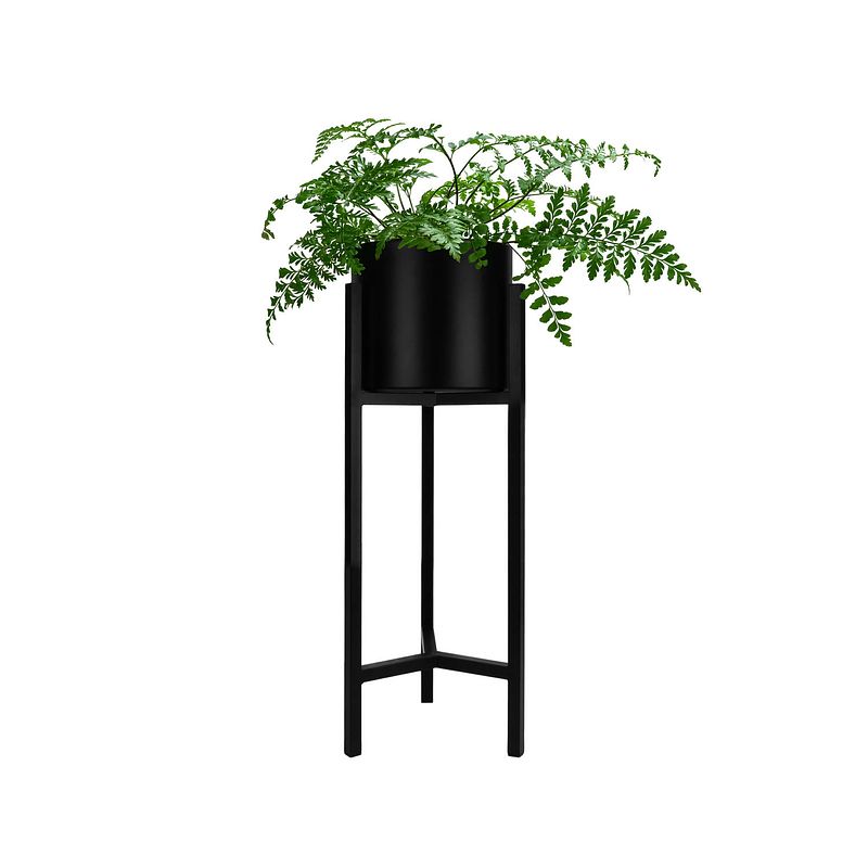 Foto van Quvio plantenstandaard inclusief pot - 22 x 22 x 60 cm - metaal - zwart - s