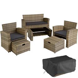 Foto van Tectake - zitgroep modena-wicker tuinset- natuur- 403719 - incl. beschermhoes