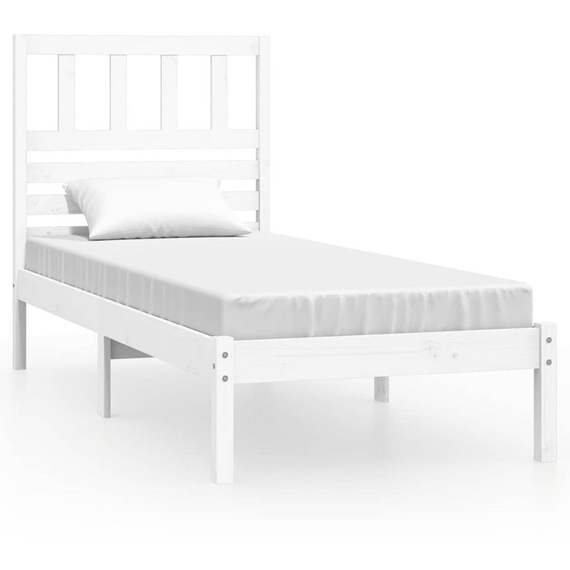 Foto van Vidaxl bedframe massief grenenhout wit 75x190 cm small single