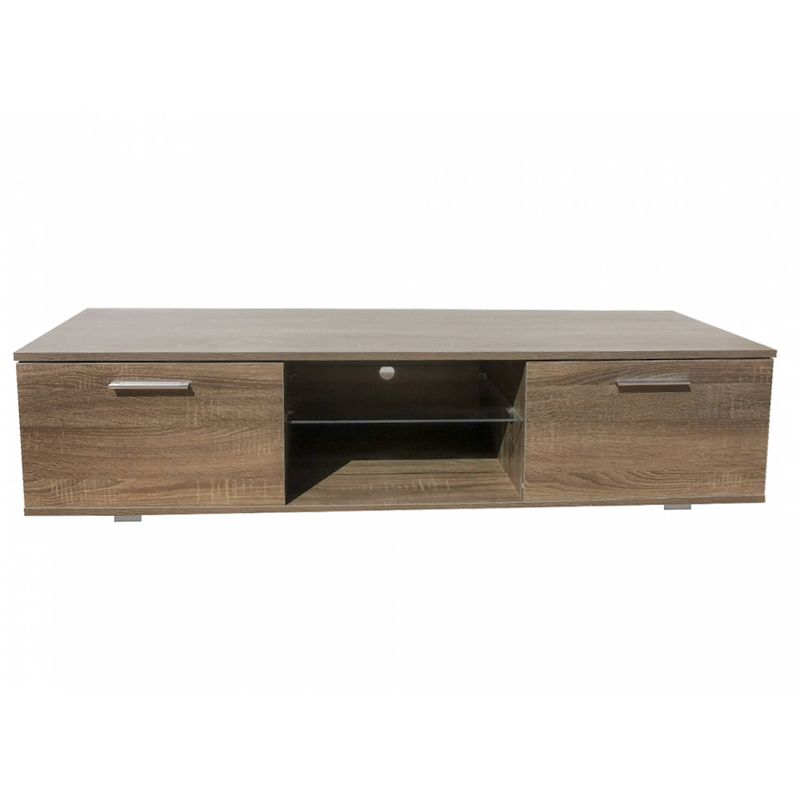 Foto van Tv meubel dressoir tenus - media meubel - met verlichting - 140 cm breed - donkerbruin