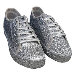 Foto van Dames disco sneakers met zilveren glitters 42 - verkleedschoenen