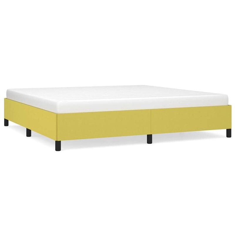 Foto van The living store bedframe groen 203x203x35 cm - ademend - duurzaam - stabiele poten - multiplex lattenbodem - matras