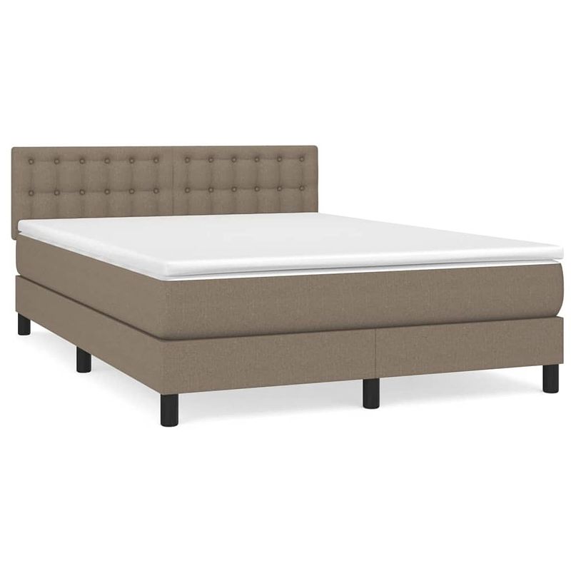 Foto van The living store boxspringbed - pocketvering - middelharde ondersteuning - 140 x 190 cm - taupe