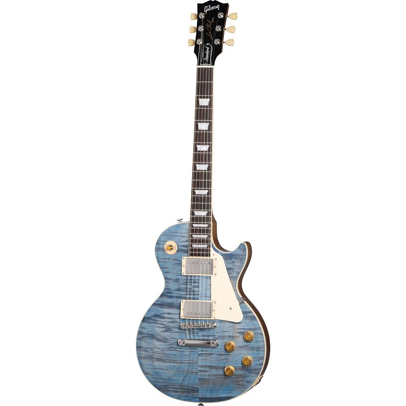 Foto van Gibson original collection les paul standard 50s figured top ocean blue elektrische gitaar met koffer