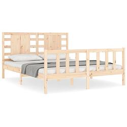 Foto van The living store bed - massief grenen - 205.5 x 155.5 x 100 cm - functioneel hoofd- en voeteneinde