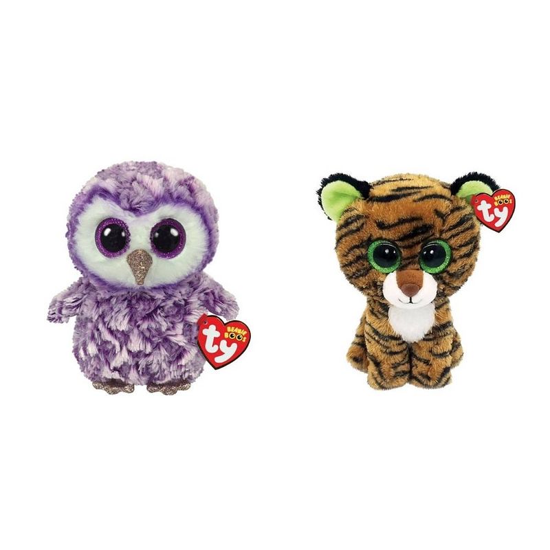 Foto van Ty - knuffel - beanie boo's - moonlight owl & tiggy tiger