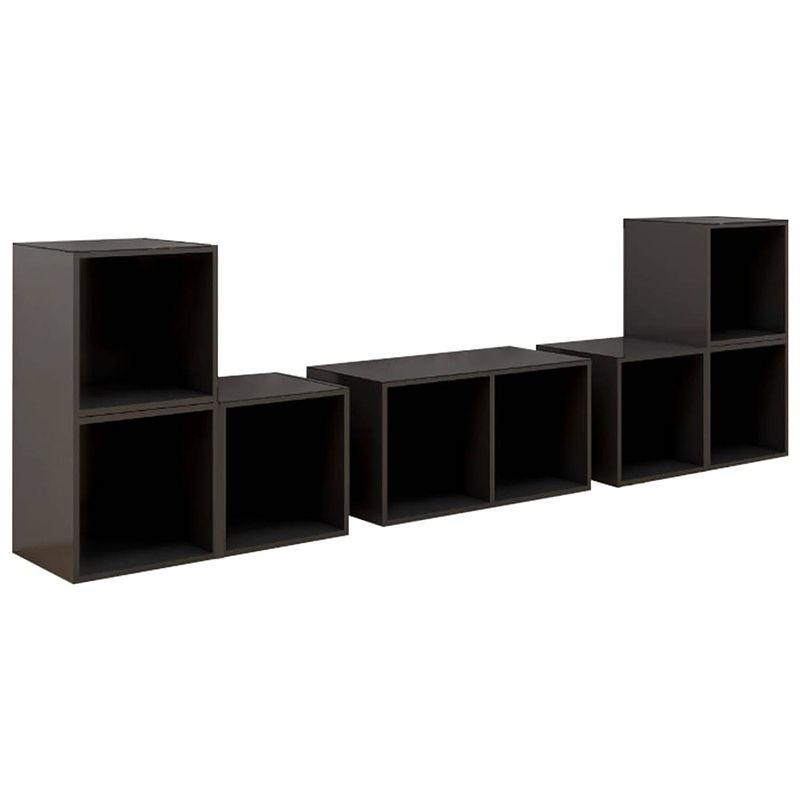 Foto van The living store tv-meubelset living - 37 x 35 x 37 cm - 72 x 35 x 36.5 cm - hoogglans grijs - spaanplaat