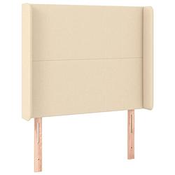 Foto van The living store hoofdbord - hoofdbord - 83x16x118/128 cm - crème stof - bewerkt hout