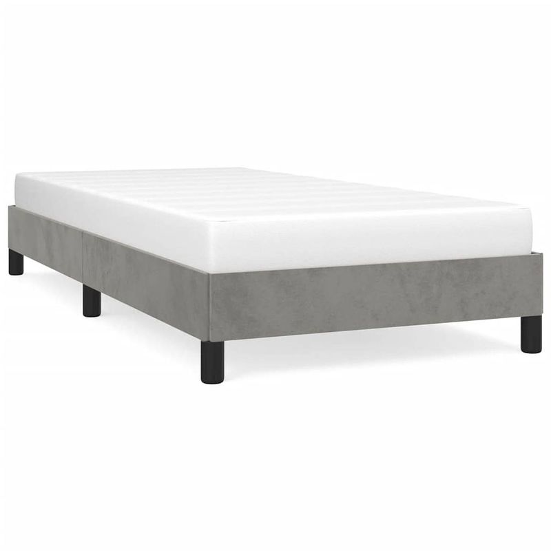 Foto van The living store bedframe - zacht fluweel - 100 x 200 cm - lichtgrijs