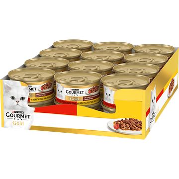 Foto van Gourmet gold cassolettes kattenvoer nat met rund en kip bij jumbo