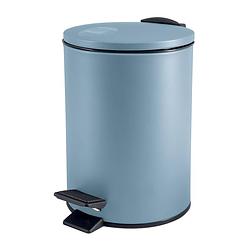 Foto van Spirella pedaalemmer cannes - lichtblauw - 3 liter - metaal - l17 x h25 cm - soft-close - toilet/badkamer - pedaalemmers