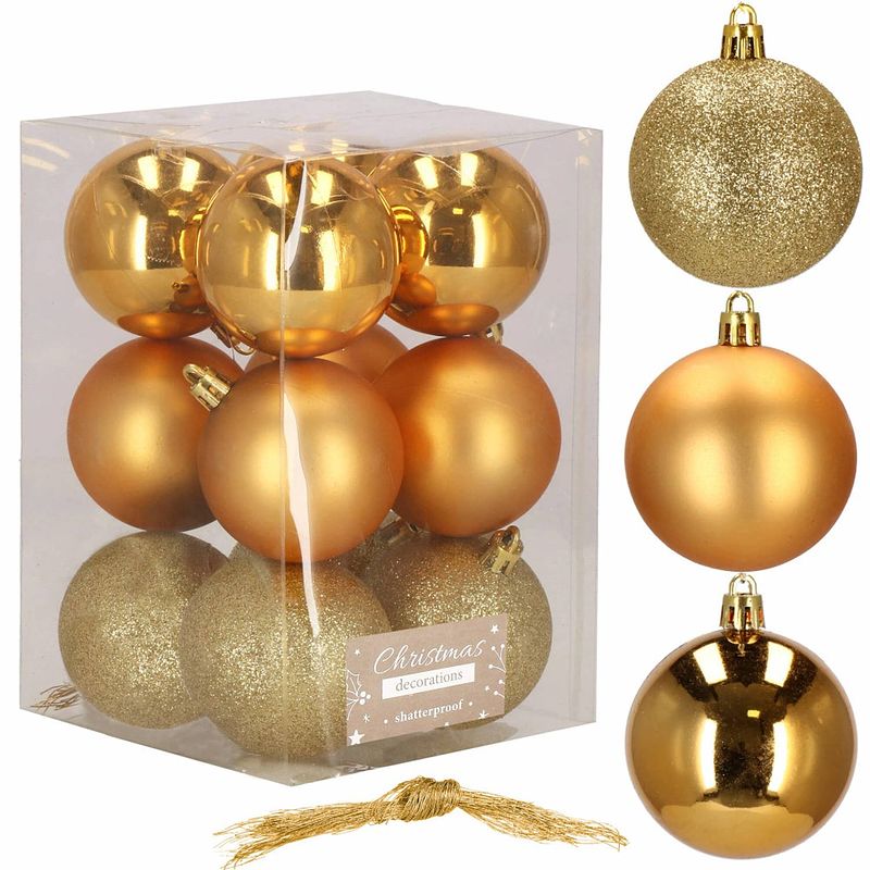 Foto van Kerstballen 12 stuks 6 cm goud