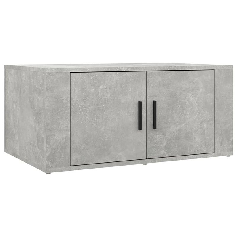 Foto van The living store salontafel betongrijs - 80 x 50 x 36 cm - duurzaam bewerkt hout