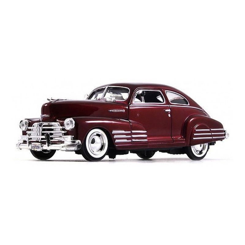 Foto van Modelauto chevrolet fleetline aerosedan 1948 rood schaal 1:24/21 x 8 x 6 cm - speelgoed auto's