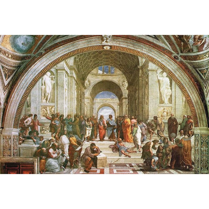 Foto van Raffael - la scuola di atene kunstdruk 90x60cm