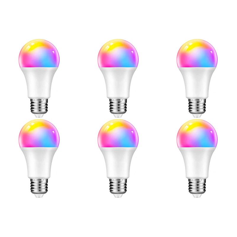 Foto van Led lamp 6 pack - facto - smart led - wifi led - slimme led - 10w - e27 fitting - rgb+cct - aanpasbare kleur - dimbaar -