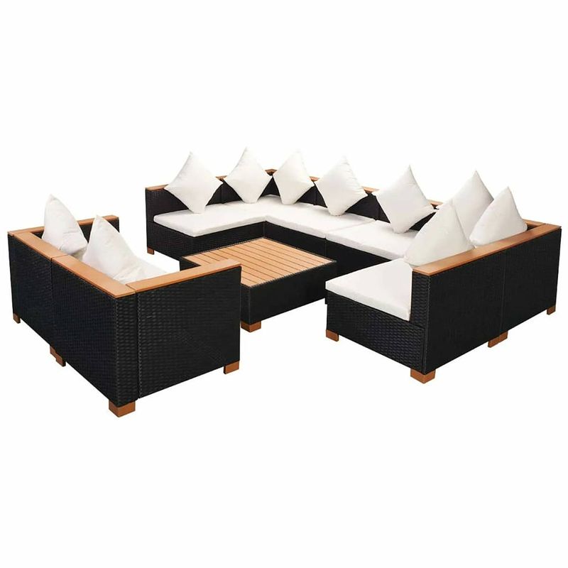 Foto van Vidaxl loungeset poly rattan hkc zwart 27-delig