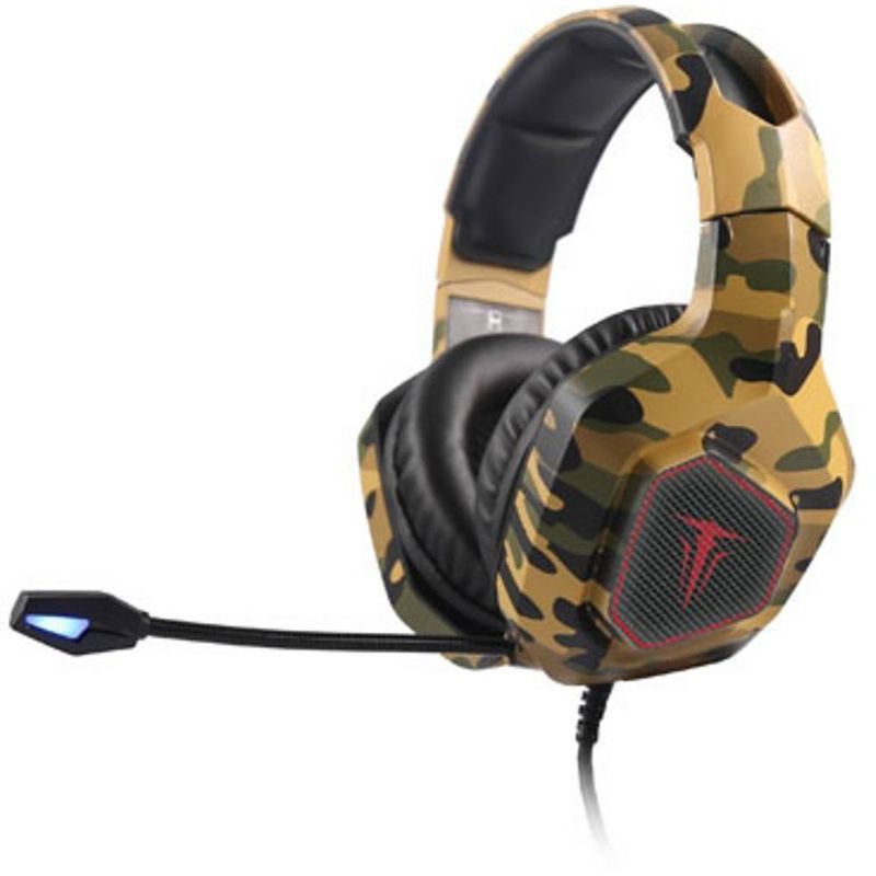 Foto van Berserker gaming army thor over ear headset kabel gamen stereo zwart, oranje, groen volumeregeling