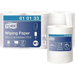 Foto van Tork 610133 multifunctionele papieren doekjes met binnenafroller wit m1