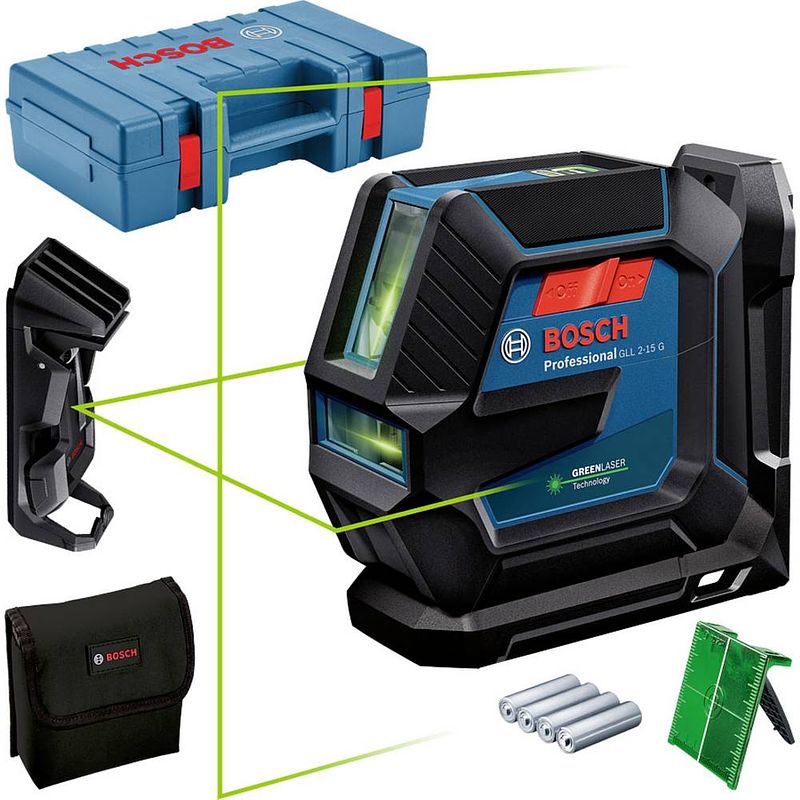 Foto van Bosch professional gll 2-15 g lijnlaser incl. tas reikwijdte (max.): 15 m