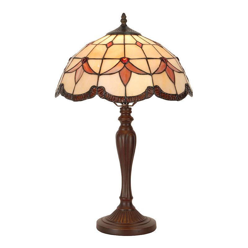 Foto van Lumilamp tiffany tafellamp ø 35x53 cm beige glas tiffany bureaulamp beige tiffany bureaulamp