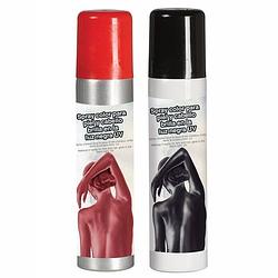 Foto van Guirca haarspray/bodypaint spray - 2x kleuren - rood en zwart - 75 ml - verkleedhaarkleuring