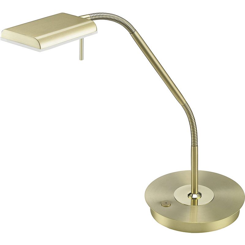 Foto van Led bureaulamp - trion bernaro - 12w - warm wit 3000k - dimbaar - rond - mat goud - aluminium