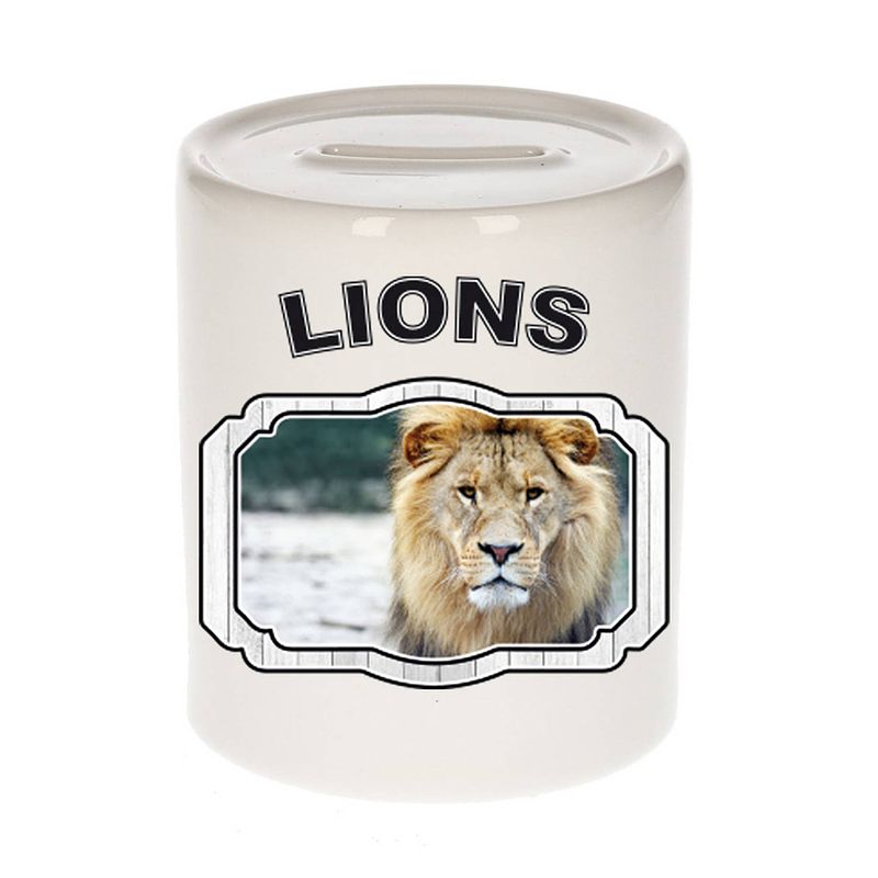 Foto van Dieren leeuw spaarpot - lions/ leeuwen spaarpotten kinderen 9 cm - spaarpotten