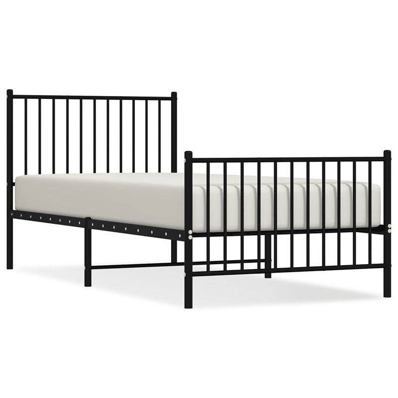 Foto van Vidaxl bedframe met hoofd- en voeteneinde metaal zwart 90x200 cm