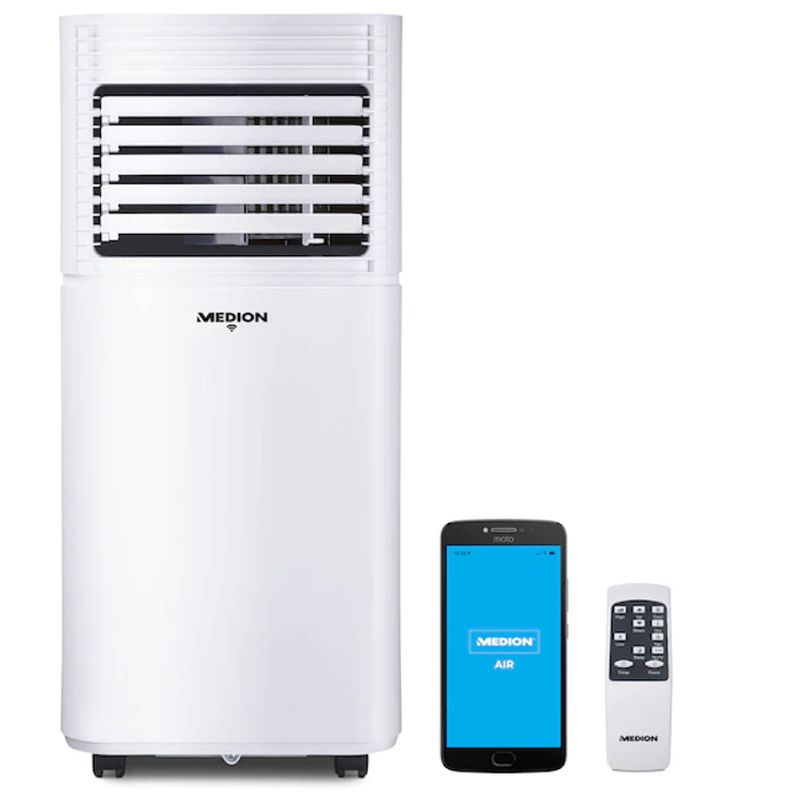 Foto van Medion smart mobiele airconditioner md 37215 koelen ontvochtigen en ventileren koelvermogen 7.000 btu