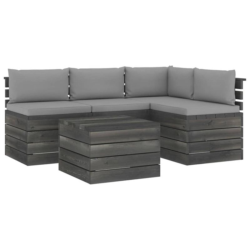 Foto van Vidaxl 5-delige loungeset met kussens pallet massief grenenhout