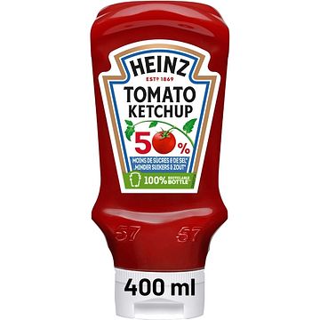 Foto van Verpakking heinz a 220800 ml, wijko a 120520 ml of tingly ted'ss a 260 ml | heinz tomaten ketchup 50% minder suikers & zout 400ml aanbieding bij jumbo