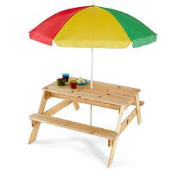 Foto van Plum picknicktafel voor kinderen met parasol - hout - naturel