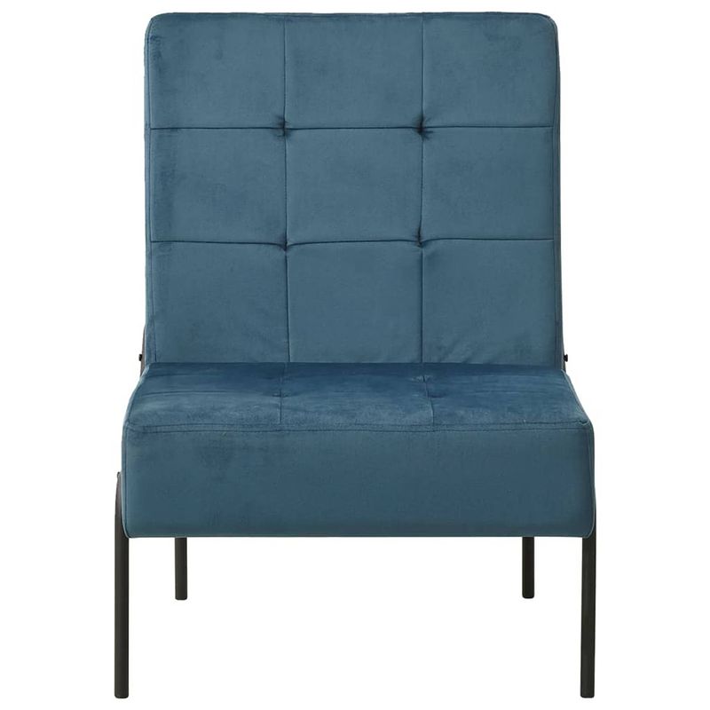 Foto van The living store relaxstoel velvet - blauw/zwart - 65x79x87cm - ergonomisch design