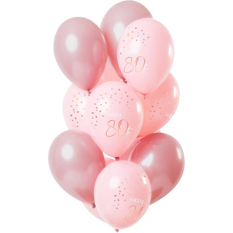 Foto van Folat ballonnen elegant lush blush 80 jaar 30 cm roze 12 stuks