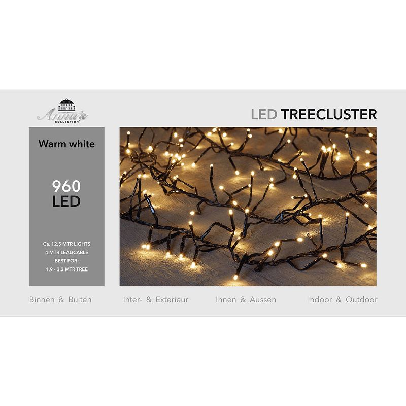 Foto van 1,9-2,2m treecluster 12,5m/960led warm wit anna's collection