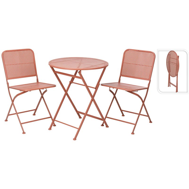 Foto van Relaxwonen - tuinset - bistroset - roze - tafel + 2 stoelen