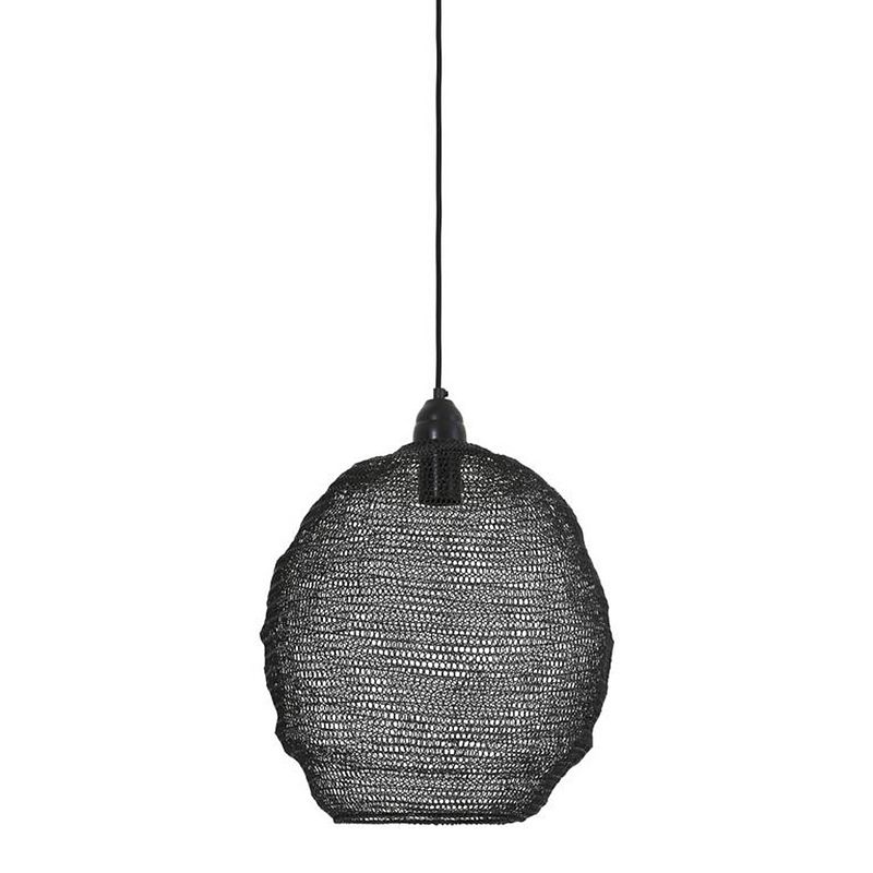 Foto van Light & living - hanglamp ø38x42 cm nina gaas glans zwart