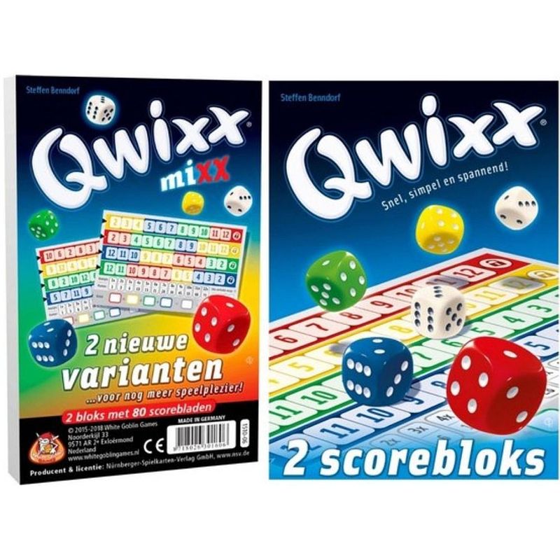 Foto van Spellenbundel - 2 stuks - dobbelspel - qwixx mixx & 2 extra scoreblocks