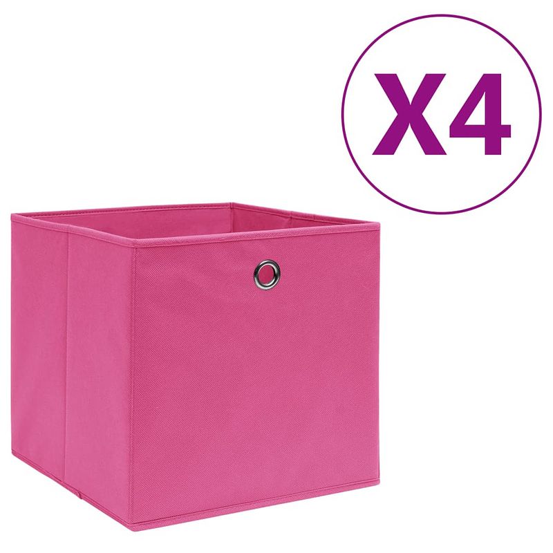 Foto van Vidaxl opbergboxen 4 st 28x28x28 cm nonwoven stof roze