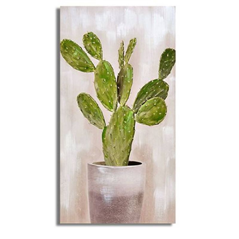 Foto van Giftdecor schilderij cactus rond 50 x 100 cm canvas beige/groen