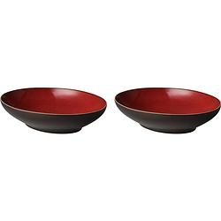 Foto van Palmer bord diep lava 23 cm bruin rood stoneware 2 stuk(s)