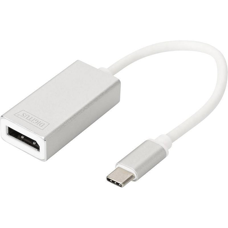 Foto van Digitus da-70844 displayport / usb 3.2 gen 1 (usb 3.0) adapter [1x usb 3.2 gen 1 stekker c (usb 3.0) - 1x displayport bus] aluminium-zilver afgeschermd 20.00 cm