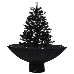 Foto van Vidaxl kerstboom sneeuwend met paraplubasis 75 cm pvc zwart