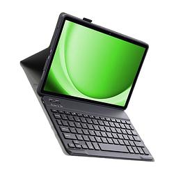 Foto van Basey samsung galaxy tab a9 toetsenbord hoes book case - samsung tab a9 toetsenbord hoesje keyboard cover - zwart