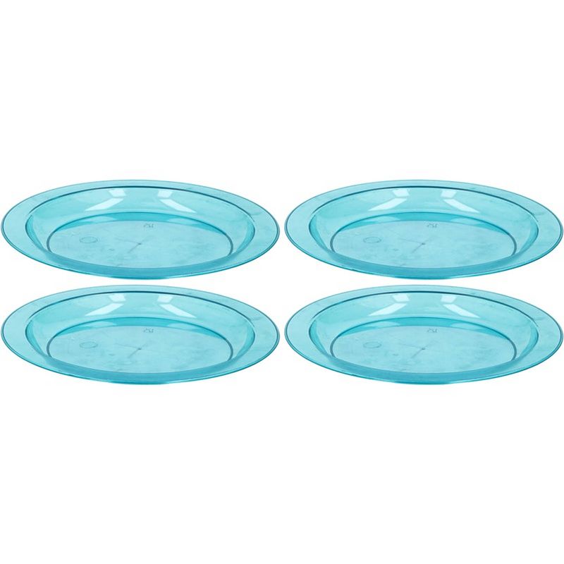 Foto van 4x blauwe plastic borden/bordjes 20 cm - bordjes