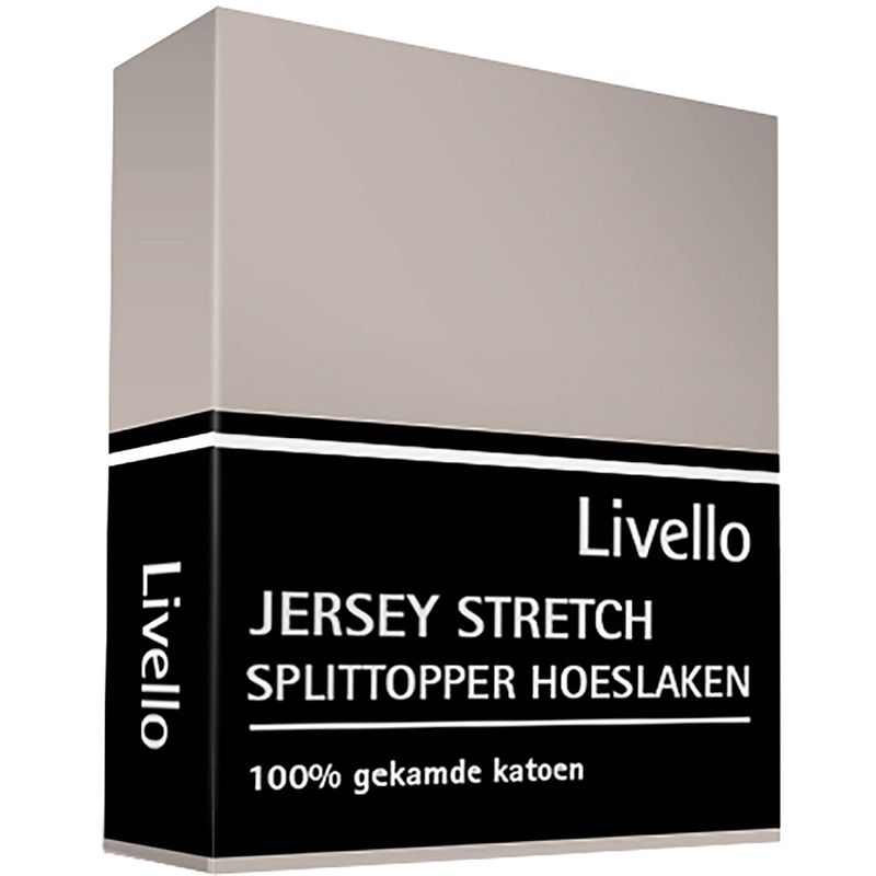 Foto van Livello hoeslaken splittopper jersey stone 180 x 210 cm