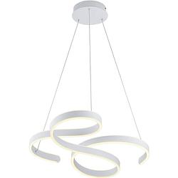 Foto van Led hanglamp - hangverlichting - trion frinco - 52w - warm wit 3000k - dimbaar - rond - mat wit - aluminium